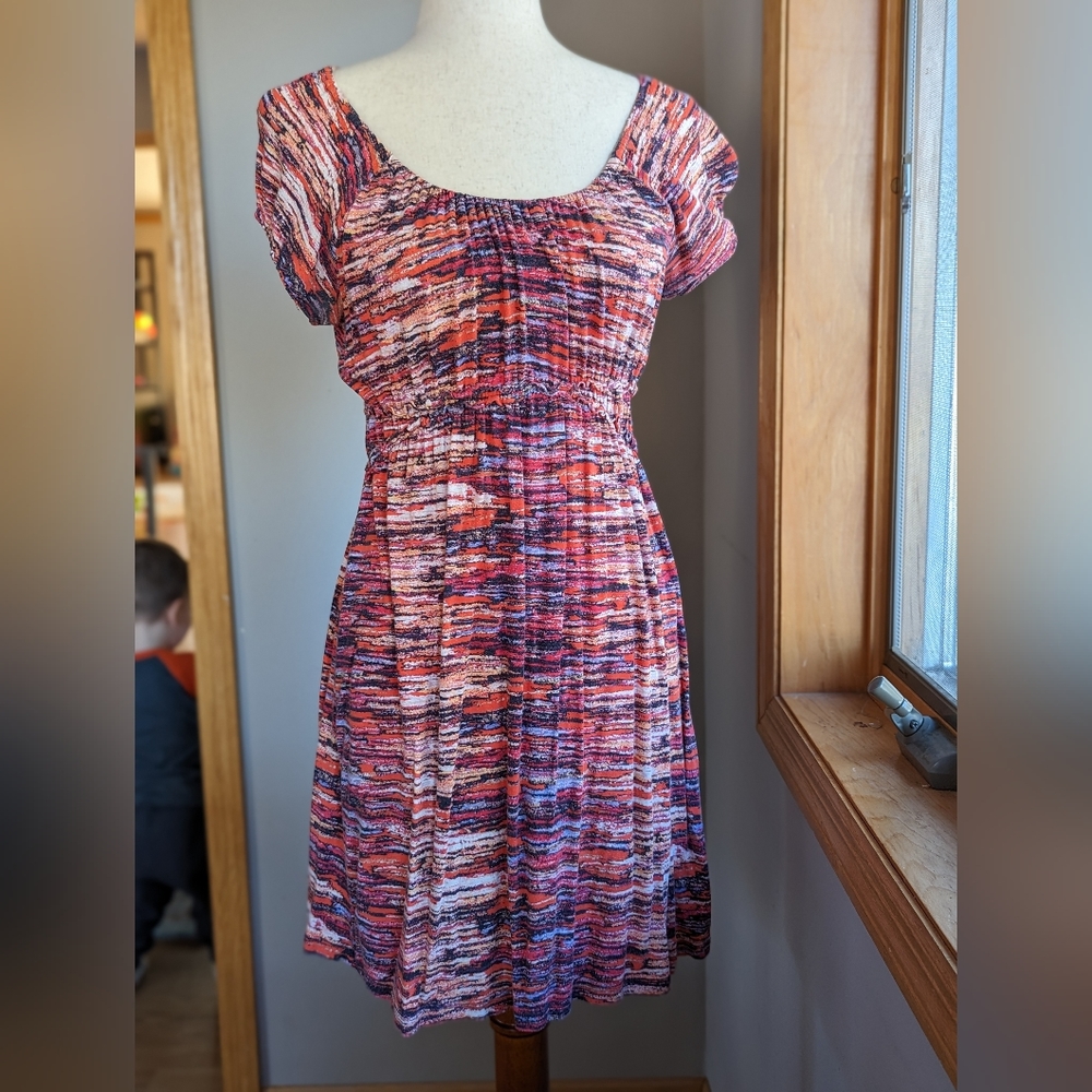 Daisy Fuentes Women's Mini Dress Size Small Multicolor Short Sleeve Pullover